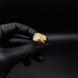 Anillo Sello 4.45gr T8-3/4  Cuadrado Tres Oros Amarillo Blanco Rosa#