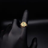 Anillo Trinity 4,05gr T11 1/4 Circones Verdes Blanco Oro Amarillo  #