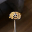 Anillo Caballo Herradura 3.8gr T10 Mate Dos Oros Amarillo Blanco