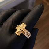 Anillo Cristo Cruz 6.5gr T11 1/4 Texturizado Oro Amarillo