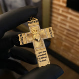 Dije Cruz Sagrado Corazon de Jesus 10.4gr / 5.7cm Circones Blancos Oro Amarillo