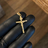 Dije Cristo Cruz 1.2gr / 3.6cm Baston Atornillado Oro Amarillo*