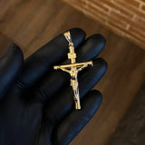 Dije Cristo Cruz 2.9gr / 5.7cm Baston Liso Oro Amarillo