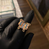 Anillo Mariposa 6gr T6 1/2 Circones Azules Rosa Verdes Oro Rosa