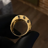 Anillo Bolas de Fuego 13.2gr T9 1/2 Circones Negros Blancos Oro Amarillo*