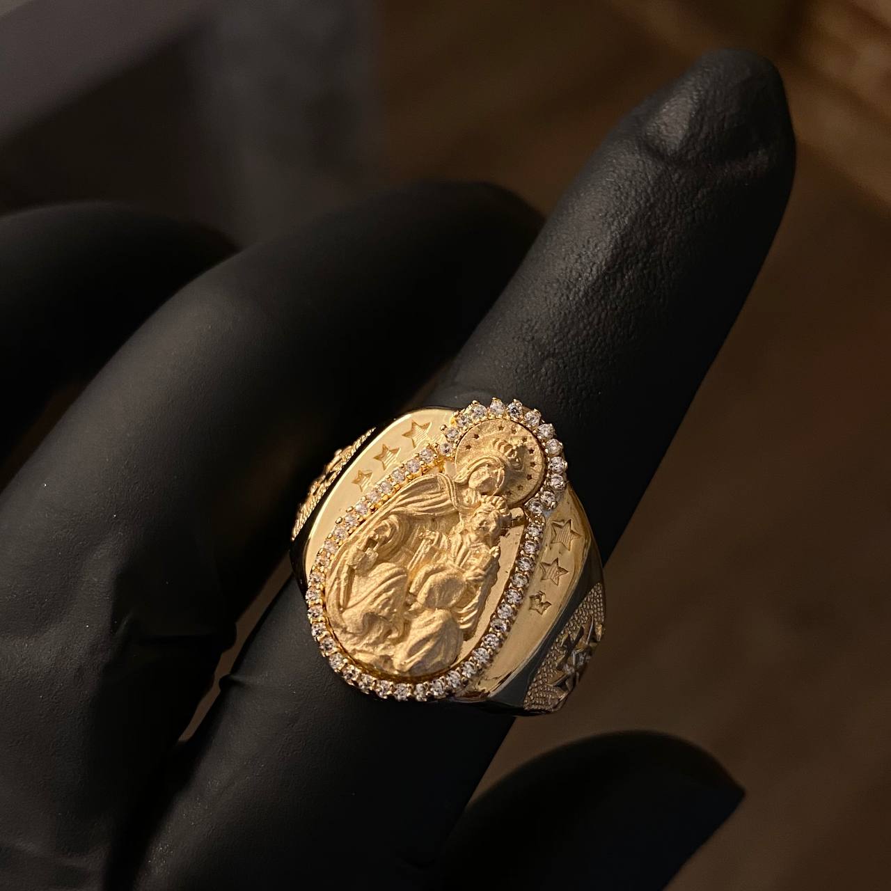 Anillo Virgen del Carmen 15.7gr T9 Mate Oro Amarillo*