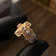 Anillo Cruz Cristo 13.65gr T10 Texturizado Tres Oros*