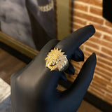 Anillo Indio 10gr T9 1/4 Circones Blancos Oro Amarillo*