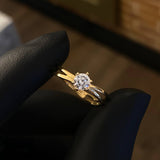 Solitario Curvo 1.7gr T5 3/4 Anillo Circon Blanco Oro Amarillo