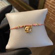 Pulsera Rosa Caqui Osesno Orador Trenzado Bolas 4mm Diamantadas Circones Fucsias Oro Amarillo*