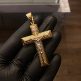 Dije Cristo Cruz 5.3gr / 6cm Dos Oros Blanco Amarillo +3